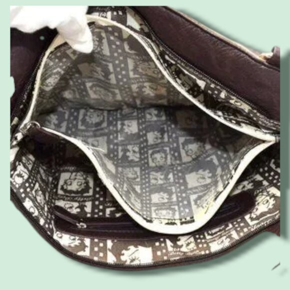 NWOT Betty Boop Shoulder Bag Tote Vegan Leather Rhinestones - Picture 9 of 13
